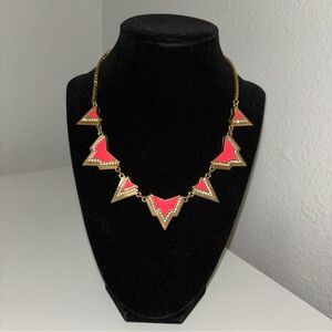 Y2K Juicy Couture Pink and Gold Geometric Triangle Statement Necklace